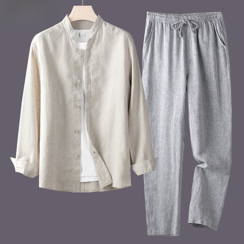 Lightweight Breathable Cotton  - Mens Linen Shirt Long Sleeve 评论和价格