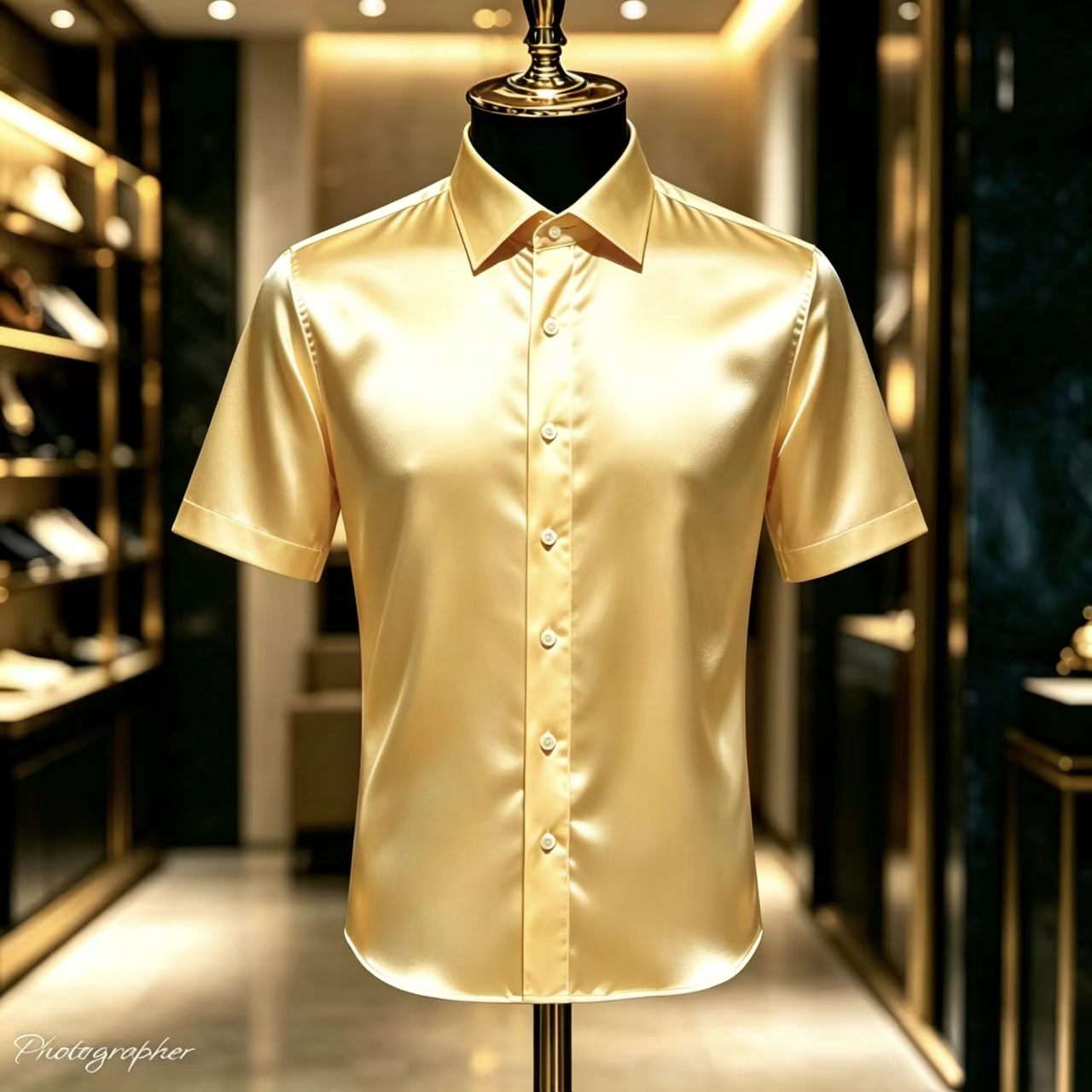 Men's Solid Color Satin Short- - Mens Satin Silk Dress Shirt 评论和价格