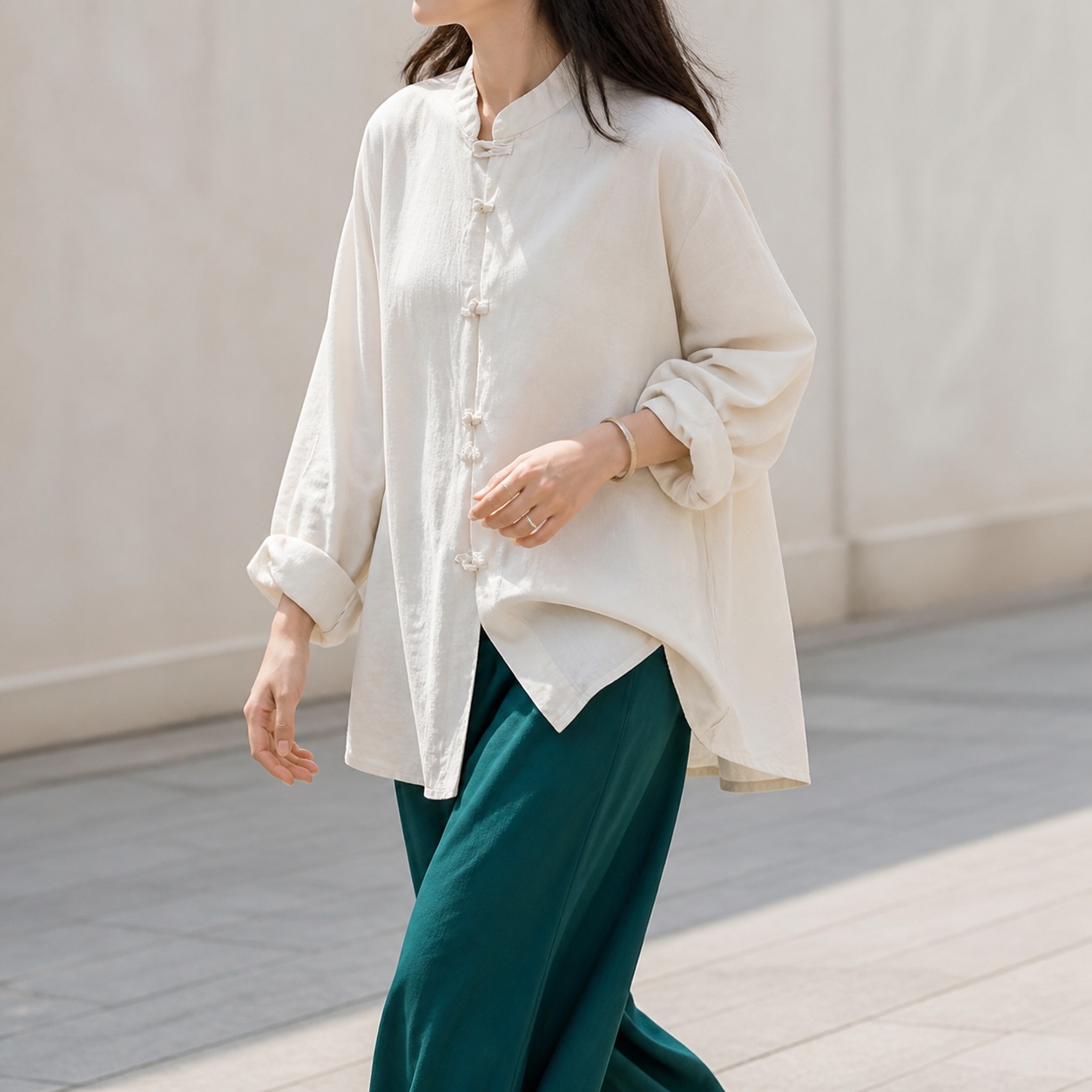 Loose Fit Long Sleeve Shirt wi - Shirts 评论和价格