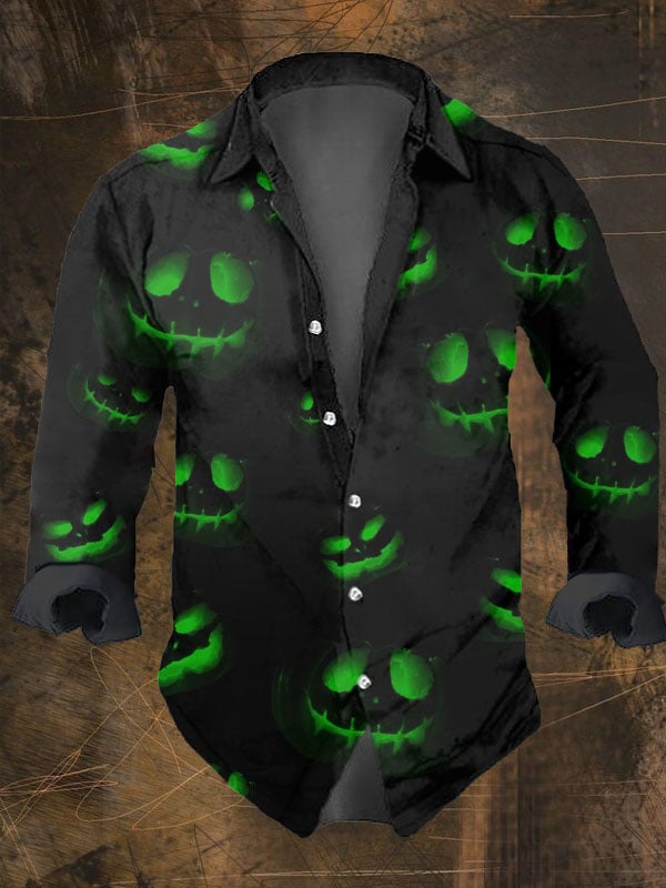 Halloween Men's Dark Skull Pri - Vintage Hawaiian Floral Shirt 评论和价格