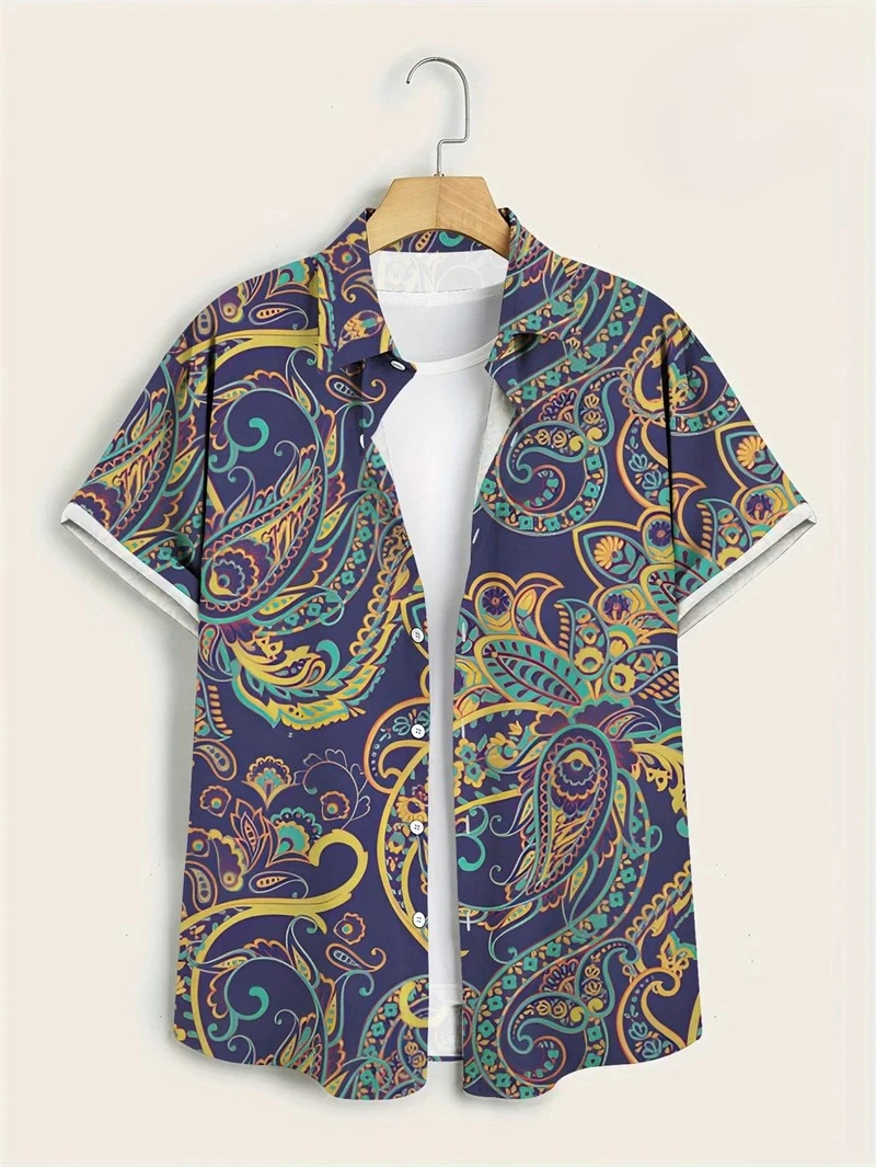 Purple Base Colorful Paisley H - Vintage Hawaiian Floral Shirt 评论和价格