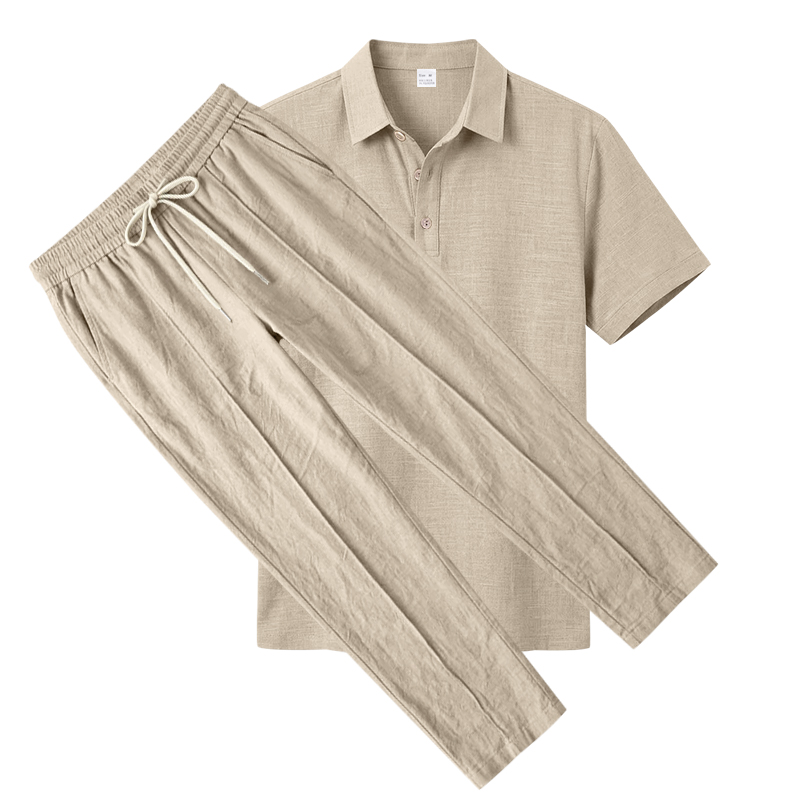 Men's 2 Piece Polo Set Short S - Mens Linen Shirt Long Sleeve 评论和价格