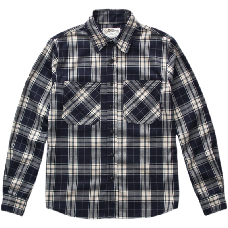 Autumn New American Retro 300g - Flannel Plaid Shirt Heavy Weight 评论和价格