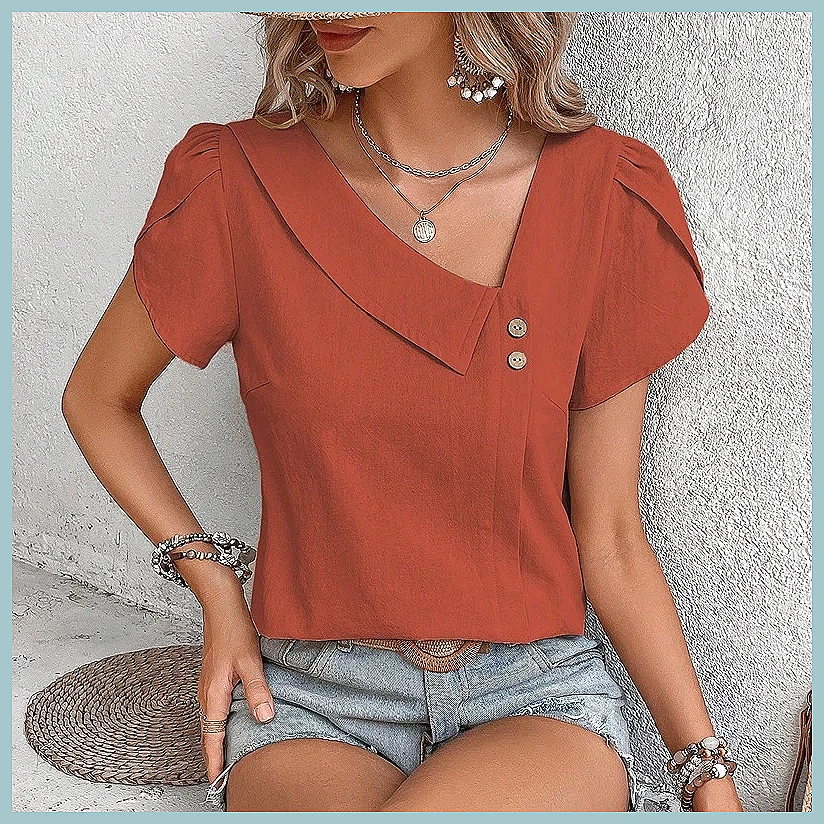 2024 Summer Vintage Solid Colo - Shirts 评论和价格