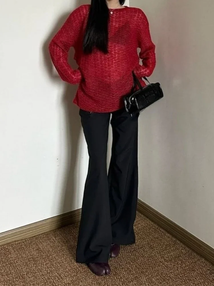 Y2K See-Through Knitted Women' - Shirts 评论和价格